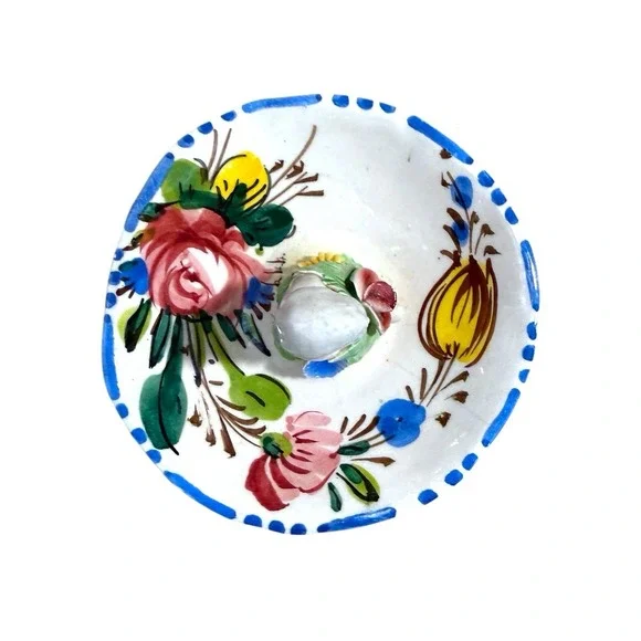 Vintage Italy Hand painted Ceramic Ring Dish Capodimonte Style Cherub Floral Sca - Picture 7 of 8